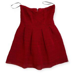 Forever 21 Strapless Red Crochet Fit & Flare Mini Dress – Size L